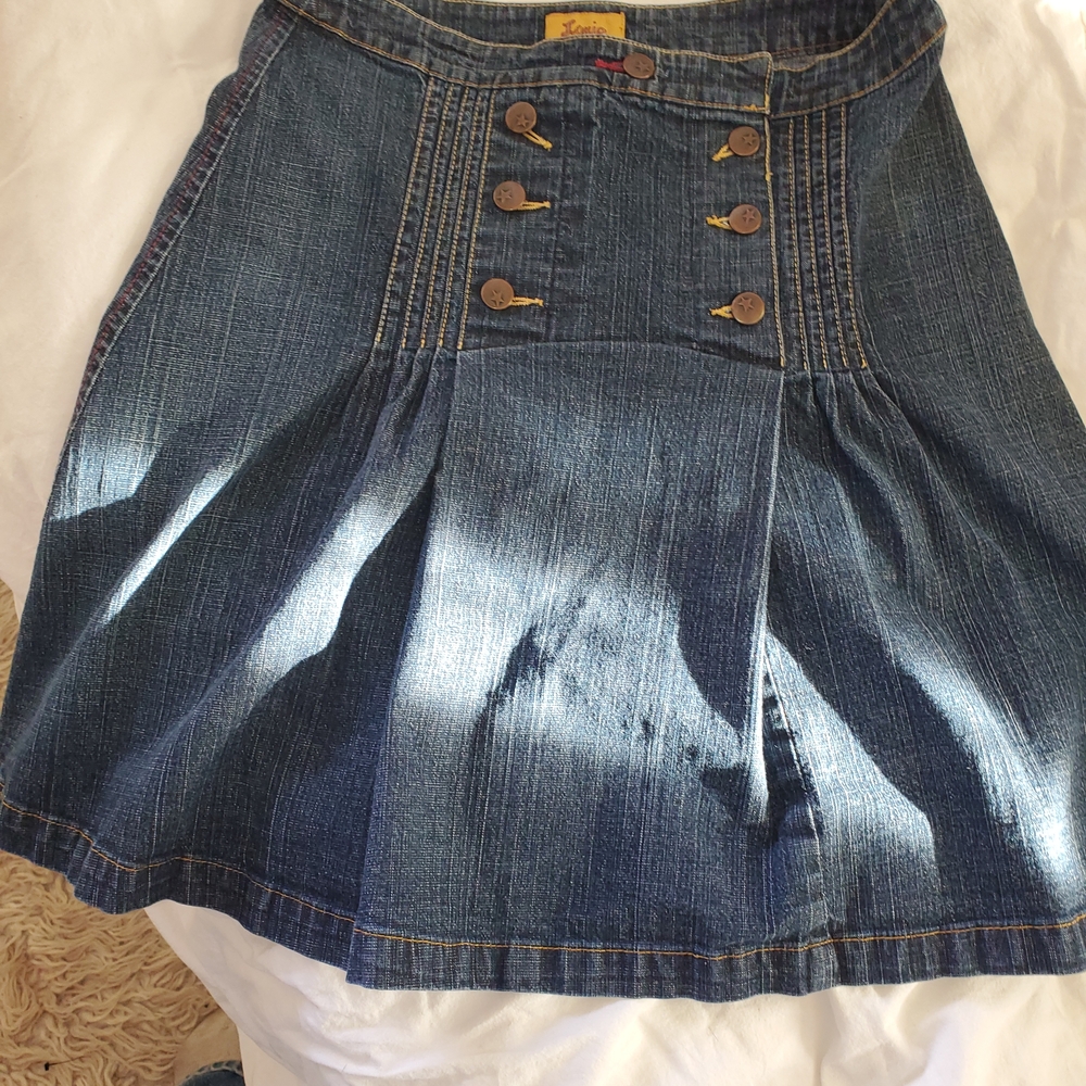 Anthropologie Blue Denim Midi Skirt